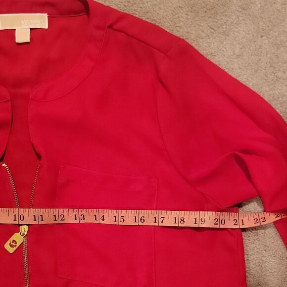 Michael Kors Vibrant Red Blouse with Gold Accents - Picture 5 of 10